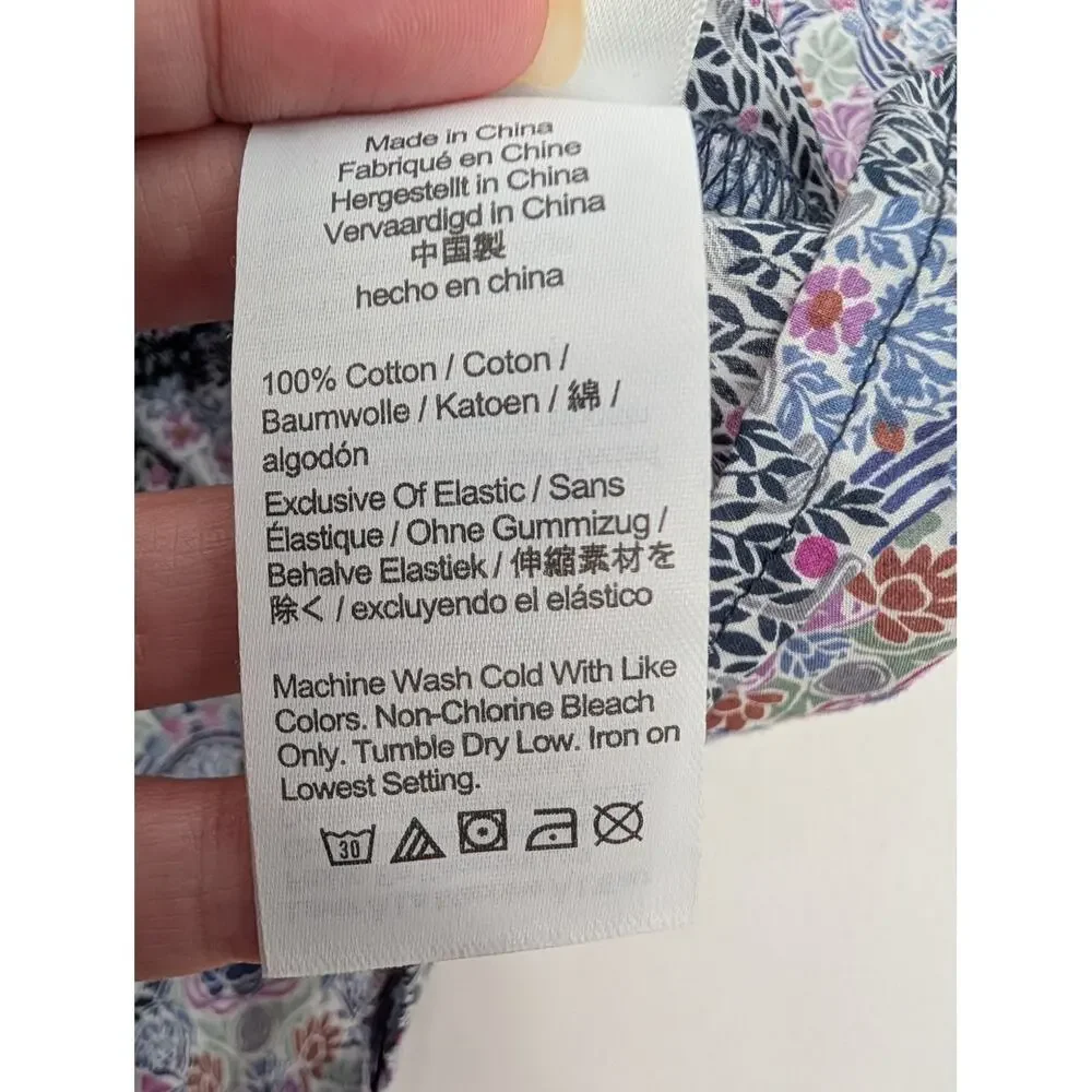 J. Crew Smocked Squareneck Organic Cotton Top Liberty Club Nouveau Fabric Preppy